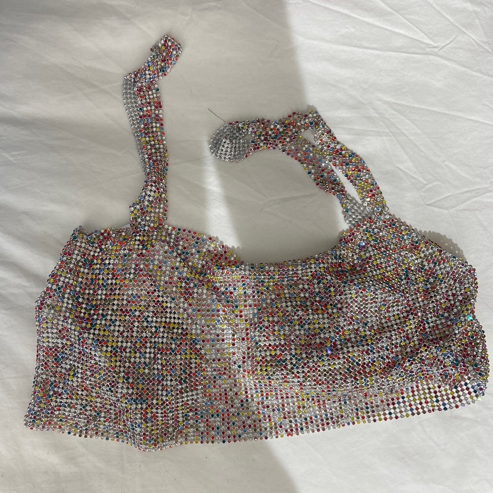 Rhinestone crystal crop top